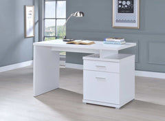 Irving White 2 Drawer Office Desk w/ Cabinet - Ornate Home