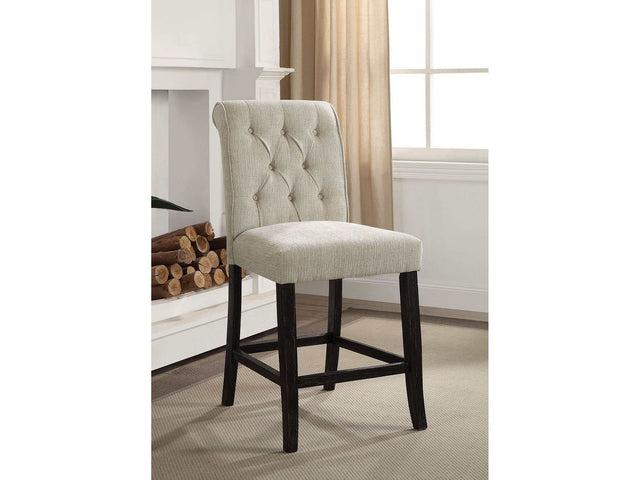 Izzy Rustic Antique Black & Beige Counter Height Chair (Set of 2) - Ornate Home