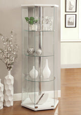Jago Clear Hexagon Shaped Curio Cabinet - Ornate Home