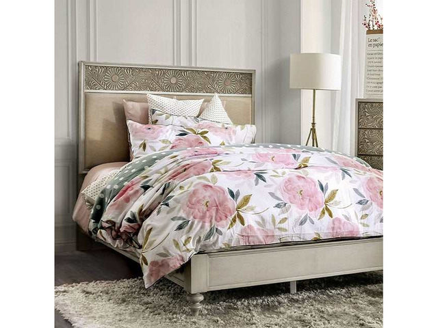 Jakarta Antique White/Beige Queen Bed - Ornate Home