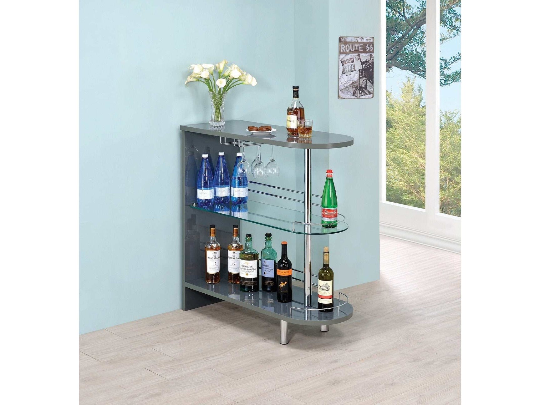 Jay Glossy Grey Bar Unit - Ornate Home