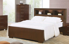 Jessica Cappuccino California King Bed w/ Storage Headboard - Ornate Home