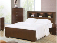 Jessica Cappuccino Eastern King Bed w/ Storage Headboard - Ornate Home