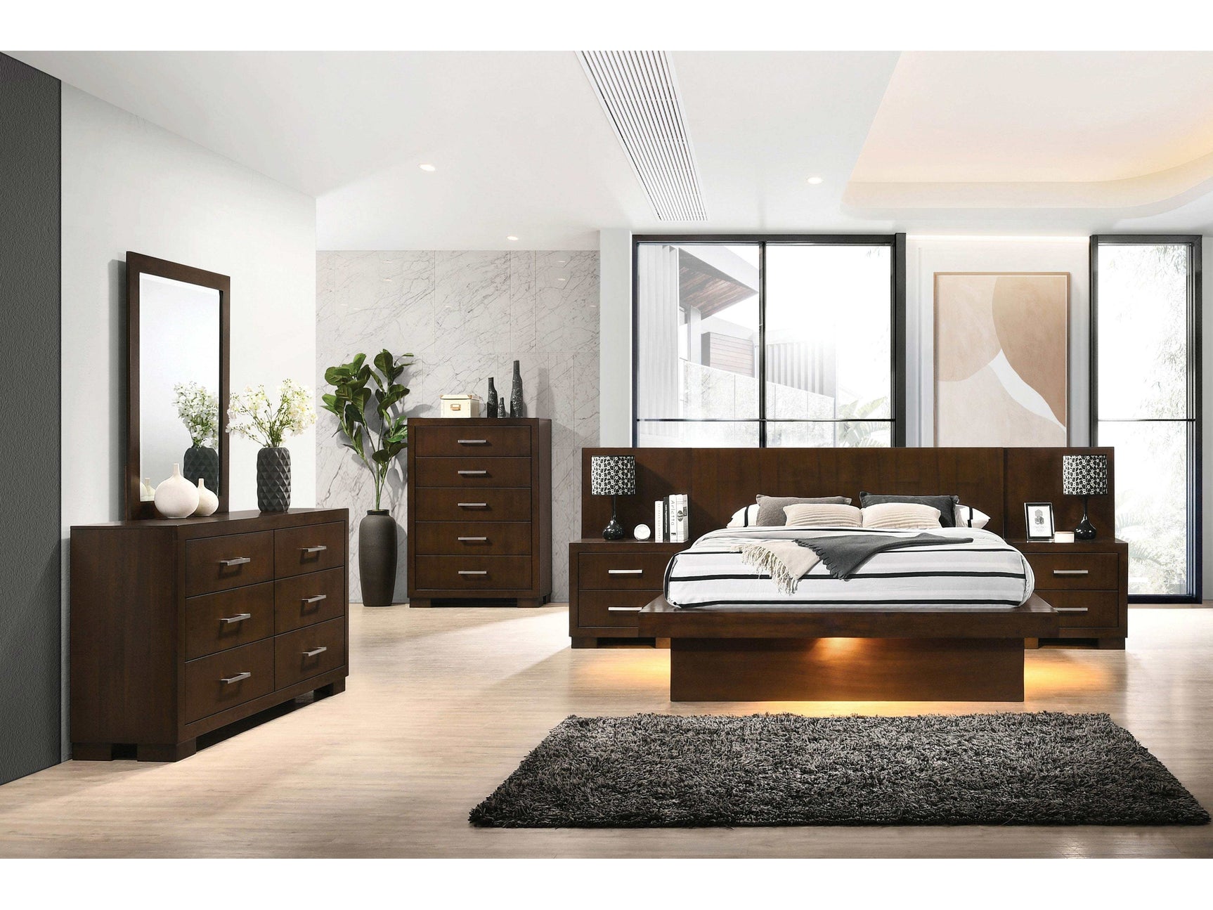 Jessica Cappuccino Queen Bed 6 Pc Set - Ornate Home