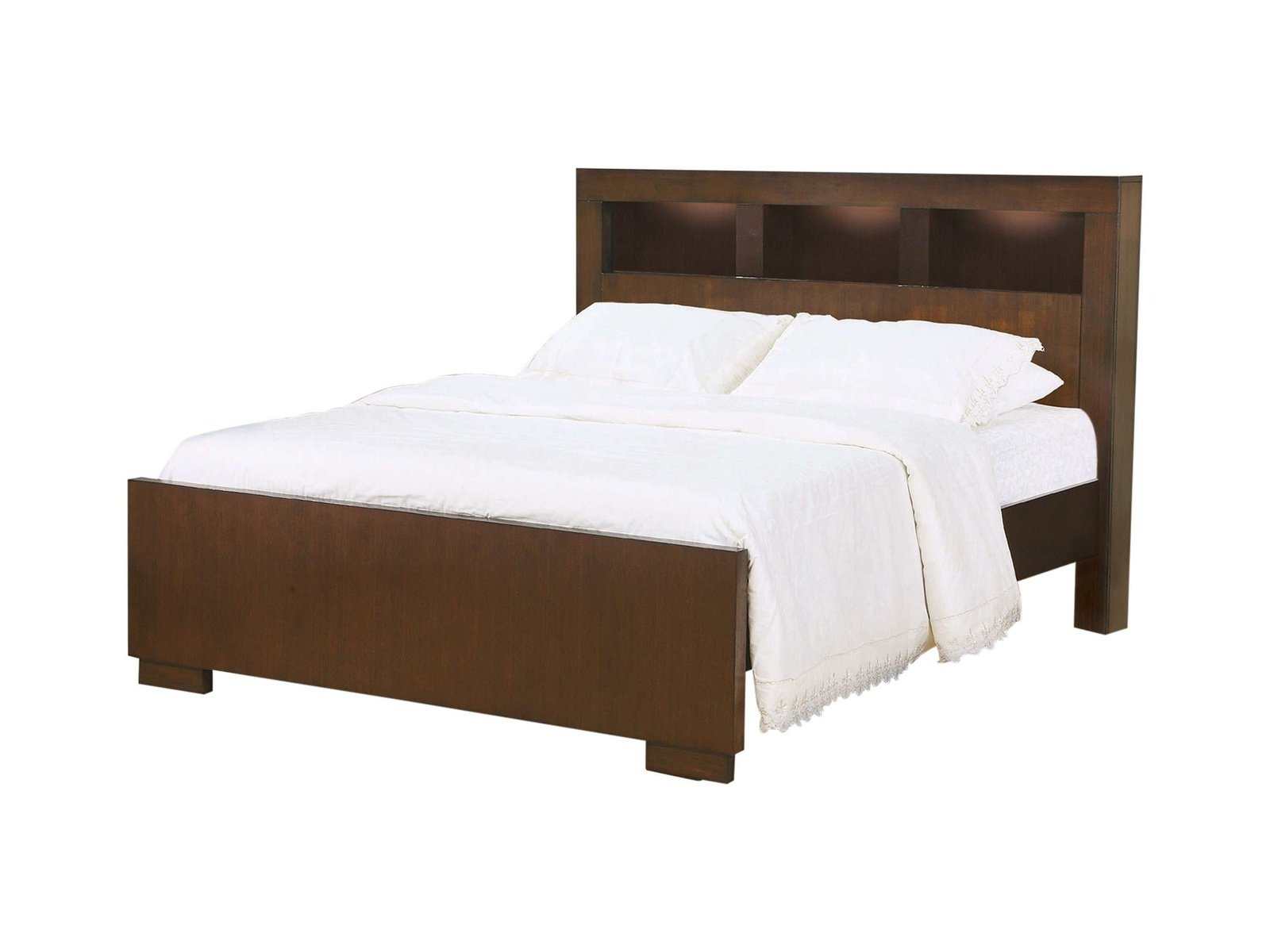 Jessica Cappuccino Queen Bed w/ Storage Headboard - Ornate Home