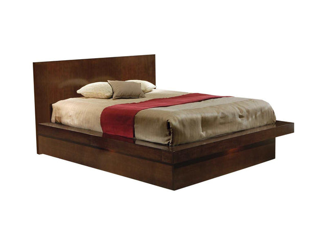 Jessica Cappuccino Queen Platform Bed w/ Rail Seating - Ornate Home