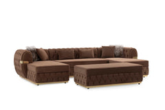 Jester Mocha Velvet Rectangle Ottoman - Ornate Home