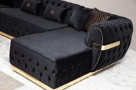 Jester Velvet Black Double Chaise Sectional - Ornate Home