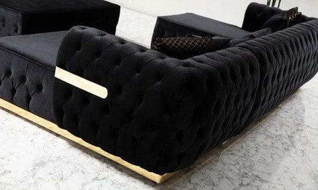 Jester Velvet Black Double Chaise Sectional - Ornate Home