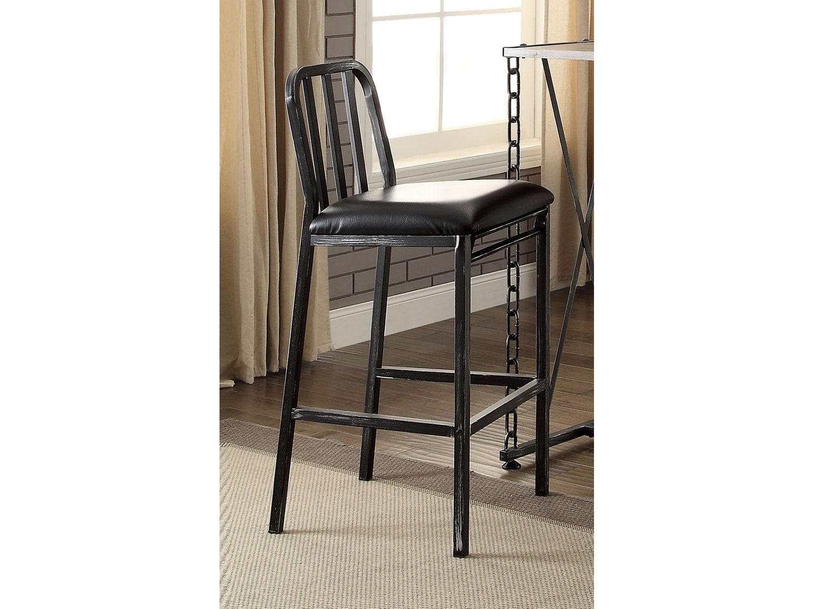 Jodie Bar Chair in Black PU and Antique Black (Set of 2) - Ornate Home