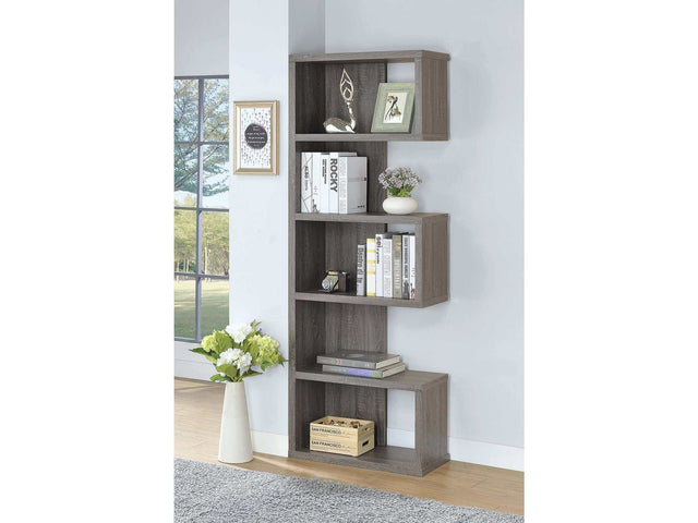 Joey Weathered Grey 5 Tier Bookcase - Ornate Home