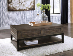 Johurst Grayish Brown Lift Top Coffee Table - Ornate Home