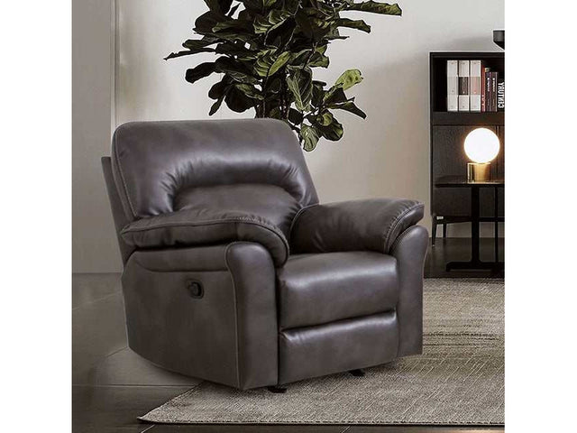 Josias Dark Gray Leatherette Glider Recliner - Ornate Home