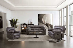 Josias Dark Gray Leatherette Glider Recliner - Ornate Home