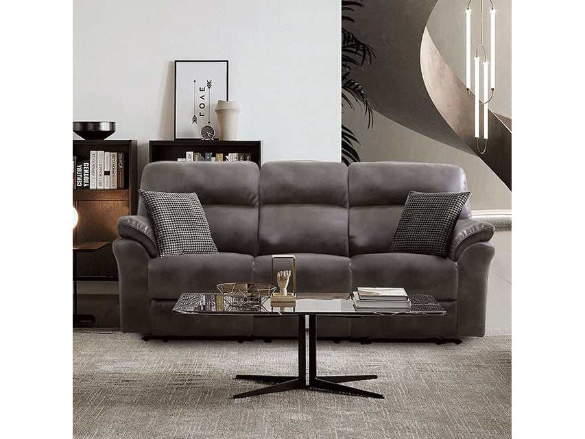 Josias Dark Gray Leatherette Sofa - Ornate Home
