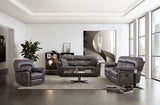 Josias Dark Gray Leatherette Sofa - Ornate Home