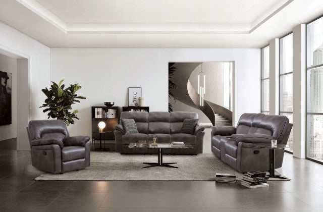 Josias Dark Gray Leatherette Sofa - Ornate Home