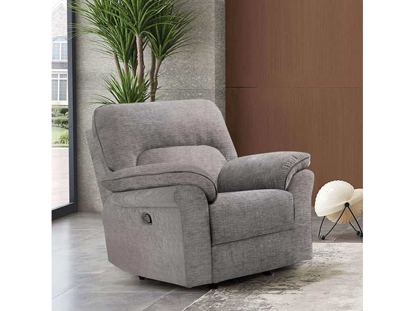 Josias Light Gray Leatherette Fabric Glider Recliner - Ornate Home