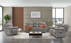 Josias Light Gray Leatherette Fabric Glider Recliner - Ornate Home