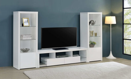 Jude High Gloss White 3 Pc Entertainment Center - Ornate Home
