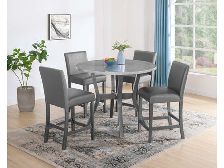 Judson Glitter Gray 5-Piece Counter Height Dining Set - Ornate Home