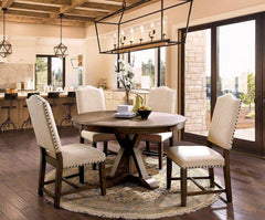 Julia Light Oak & Beige Round Table Dining Room Set / 5pc - Ornate Home