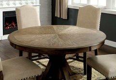 Julia Light Oak & Beige Round Table Dining Room Set / 5pc - Ornate Home