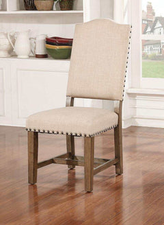 Julia Light Oak & Beige Round Table Dining Room Set / 5pc - Ornate Home