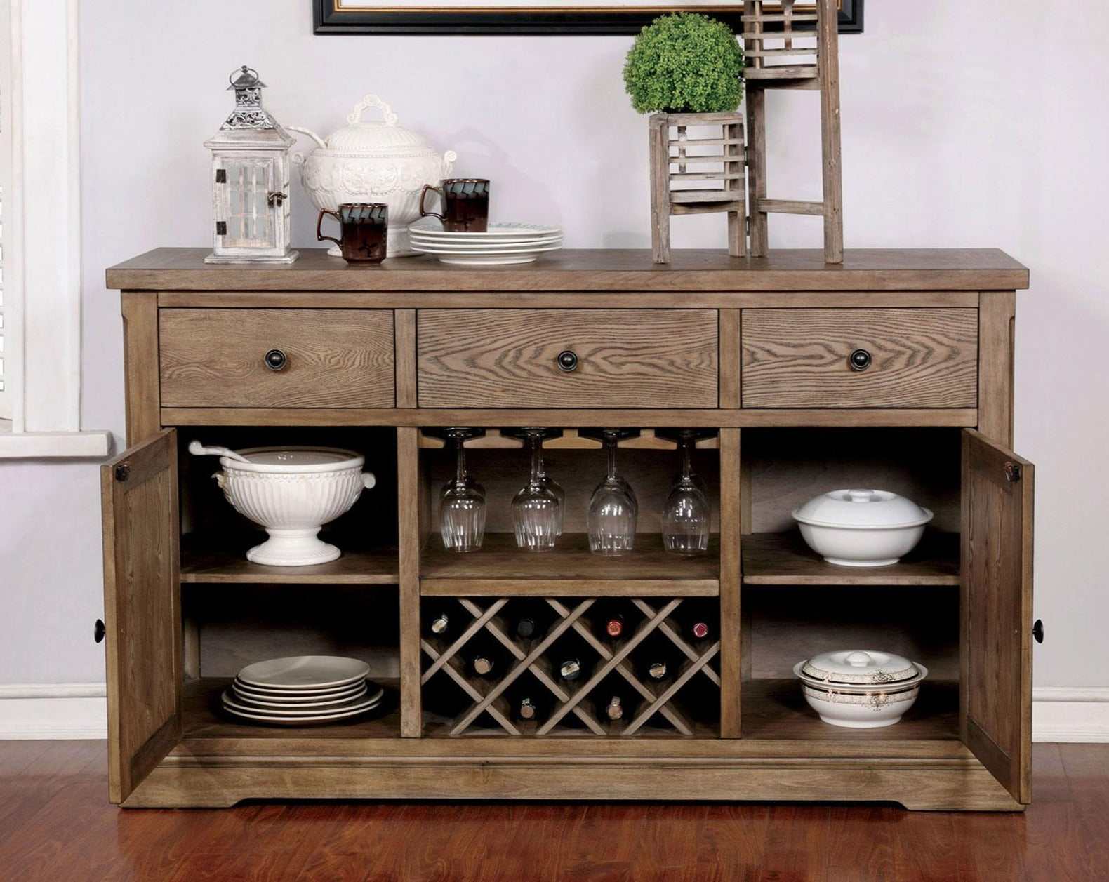 Julia Light Oak Server - Ornate Home