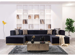 Juliana Black Velvet 4-Piece Sectional - Ornate Home