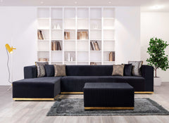 Juliana Black Velvet 4-Piece Sectional - Ornate Home
