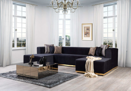 Juliana Black Velvet 4-Piece Sectional - Ornate Home