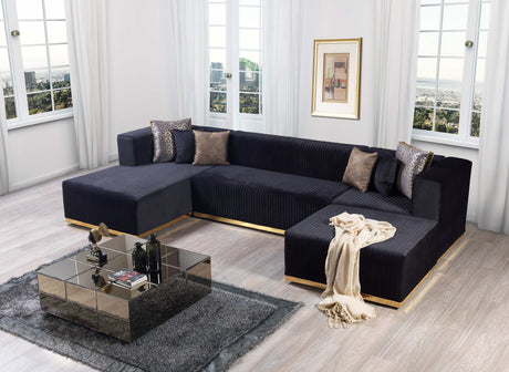Juliana Black Velvet 4-Piece Sectional - Ornate Home
