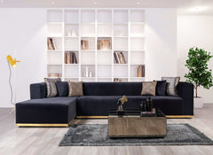 Juliana Black Velvet 4-Piece Sectional - Ornate Home
