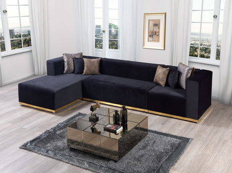 Juliana Black Velvet 4-Piece Sectional - Ornate Home