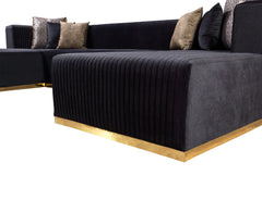 Juliana Black Velvet 4-Piece Sectional - Ornate Home