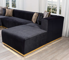 Juliana Black Velvet 4-Piece Sectional - Ornate Home