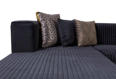 Juliana Black Velvet 4-Piece Sectional - Ornate Home