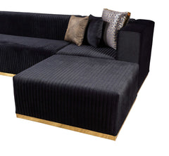 Juliana Black Velvet 4-Piece Sectional - Ornate Home