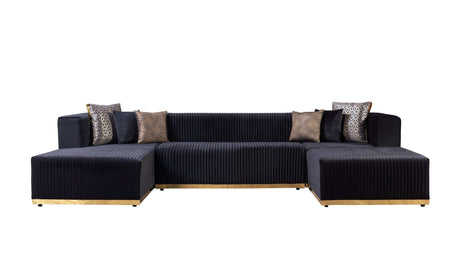 Juliana Black Velvet 4-Piece Sectional - Ornate Home