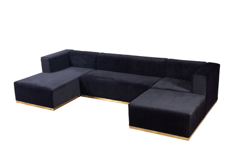 Juliana Black Velvet 4-Piece Sectional - Ornate Home