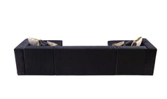 Juliana Black Velvet 4-Piece Sectional - Ornate Home