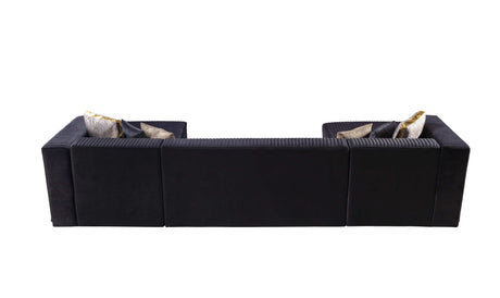 Juliana Black Velvet 4-Piece Sectional - Ornate Home