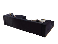 Juliana Black Velvet 4-Piece Sectional - Ornate Home