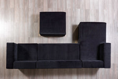 Juliana Black Velvet 4-Piece Sectional - Ornate Home