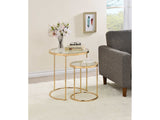 Kade Gold 2pc Glass Top Nesting Tables - Ornate Home