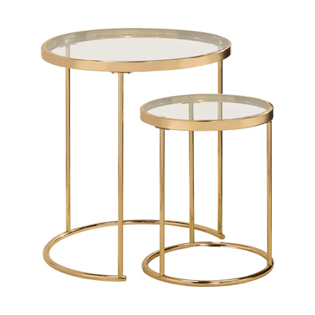Kade Gold 2pc Glass Top Nesting Tables - Ornate Home