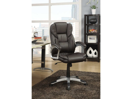 Kaffir Dark Brown & Silver Adjustable Height Office Chair - Ornate Home