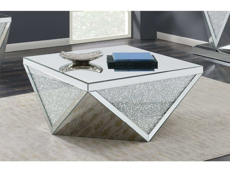 Kameron Silver & Clear Coffee Table w/ Triangle Detailing - Ornate Home