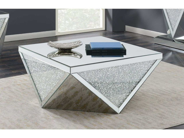 Kameron Silver & Clear Coffee Table w/ Triangle Detailing - Ornate Home